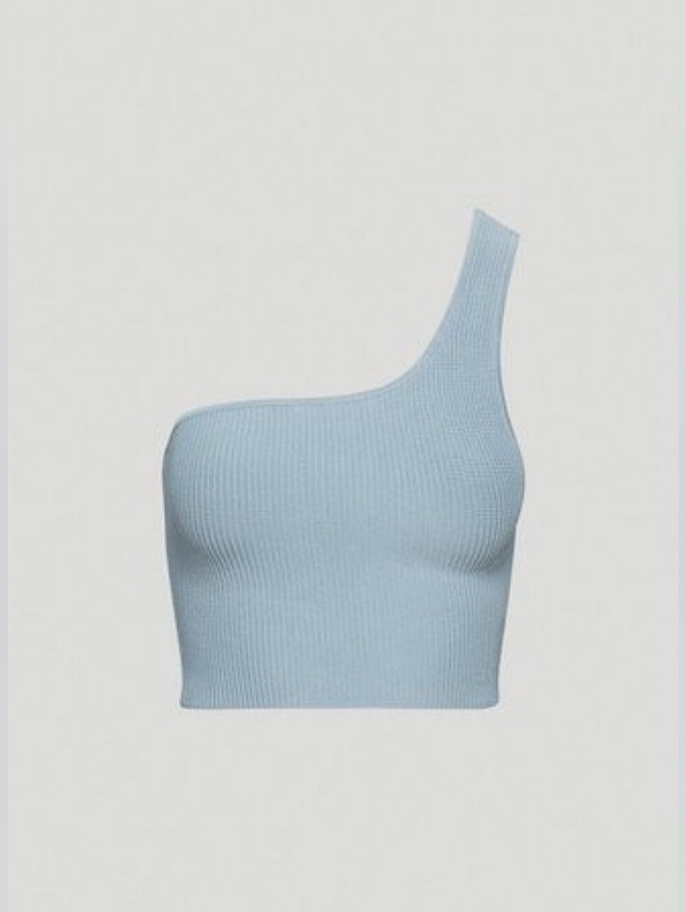 Aritzia Babaton Womens Blue Sculpt Knit One-Shoulder Cropped Tank Size Medium